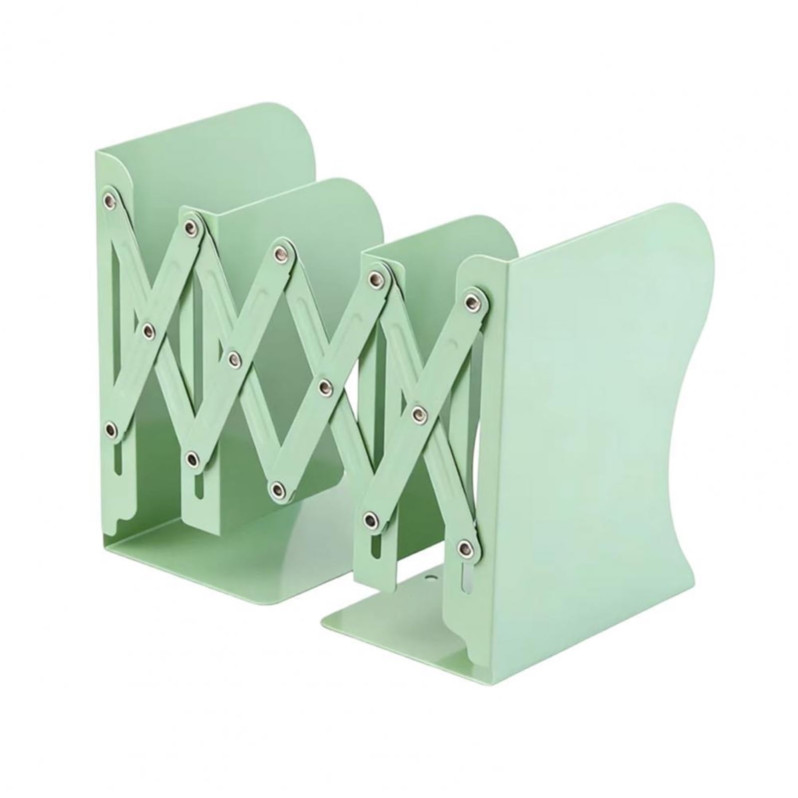 Desktop Bookends 1pcs Macaron Color Retractable Bookend Desk Expandable Book Holder with Non-Slip Base Metal Office Home Study for Home Office School Library(Light Green)