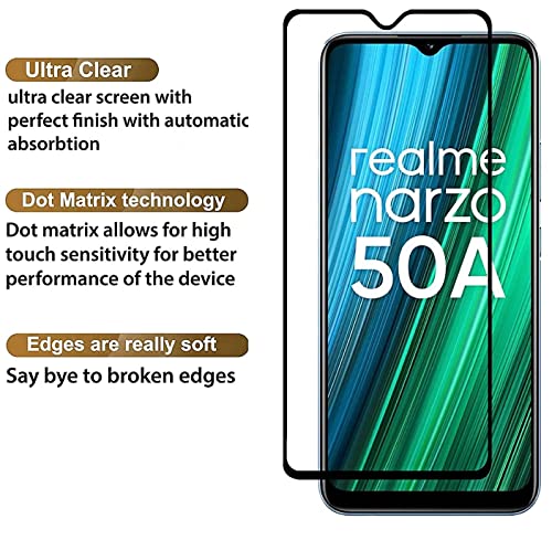 Image of Tempered Glass Anti-Scratch Screen Protector Compatible for Realme Narzo 50A Prime with 9h hardness Edge to Edge Coverage and Easy Installation Kit