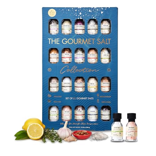 Image of Gourmet Salt Sampler Collection, 20 Premium Cooking & Finishing Seasonings | Includes Truffle, Smoked, Garlic, Merlot & Sriracha Flavors, Vegan, Perfect for Grilling, Roasting, BBQ & Everyday Cooking