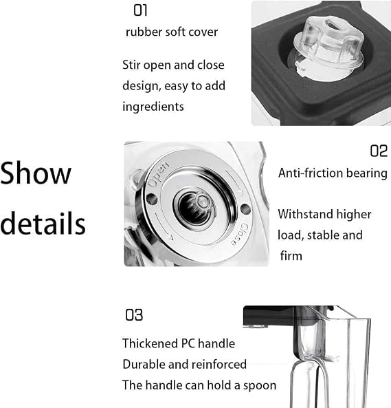Blender Smoothie Maker 2L Commercial Stand Mixer with Sound Enclosure - 17000rpm Blade Ice Crusher with Cover and Silent Cooking Machine - Ideal for Smoothies and Fruits