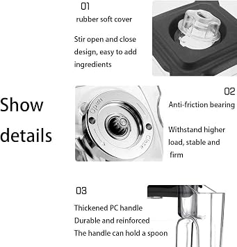 Blender Smoothie Maker 2L Commercial Stand Mixer with Sound Enclosure - 17000rpm Blade Ice Crusher with Cover and Silent Cooking Machine - Ideal for Smoothies and Fruits