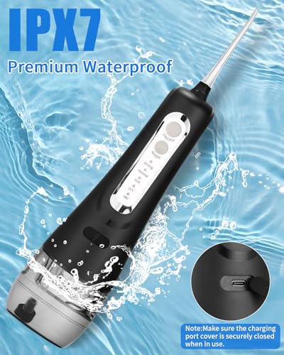 Munddusche Kabellos, Elektrischer Zahnreiniger, 4 Modi 9 Düsen USB-C Wiederaufladbare Wasser Flosser IPX7 Wasserdicht, 300ML Wassertank Mund Reiniger, Munddusche Testsieger für Reinigung auf Reisen – Bild 7