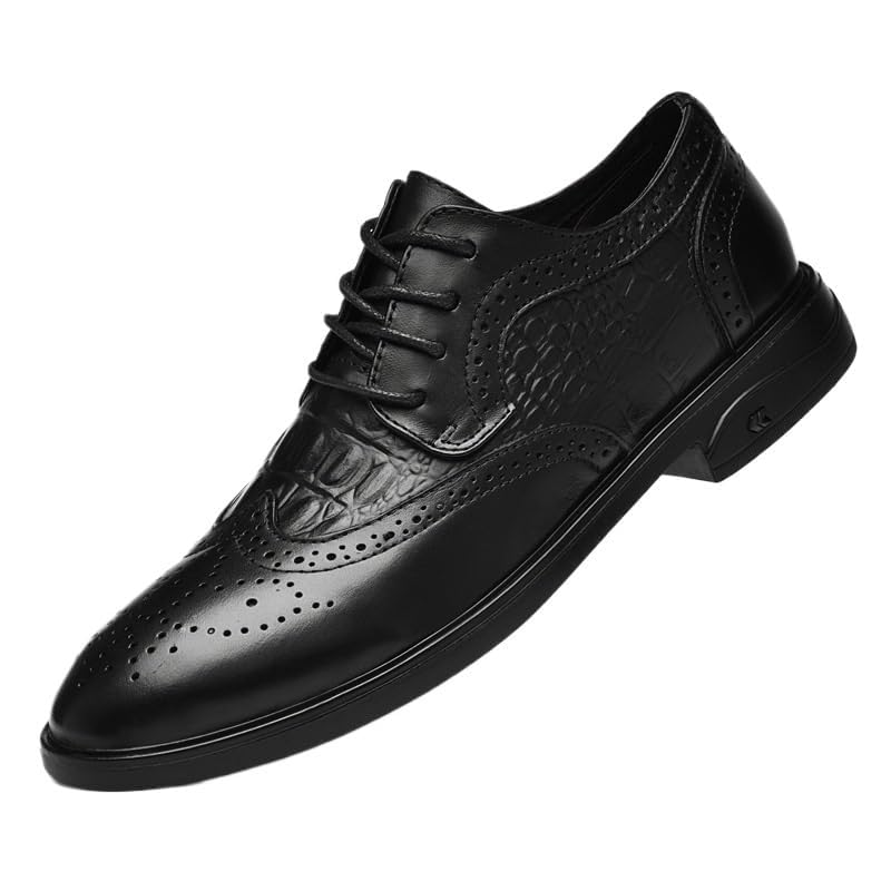 YZABEL Men's Alligator Crocodile Print Oxfords Dress Shoes, Pointed Toe Lace-Up Casual Shoes, Comfortable Non-Slip for Daily Commuting Activity