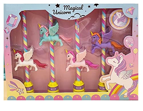 Image of WISHKEY Cute Unicorn Stationary Set for Kids - with 5 Pencil, 10 Attractive Erasers And 1 Sharpener Stationery Kit Birthday Party Return Gift for Kids (Multicolor)