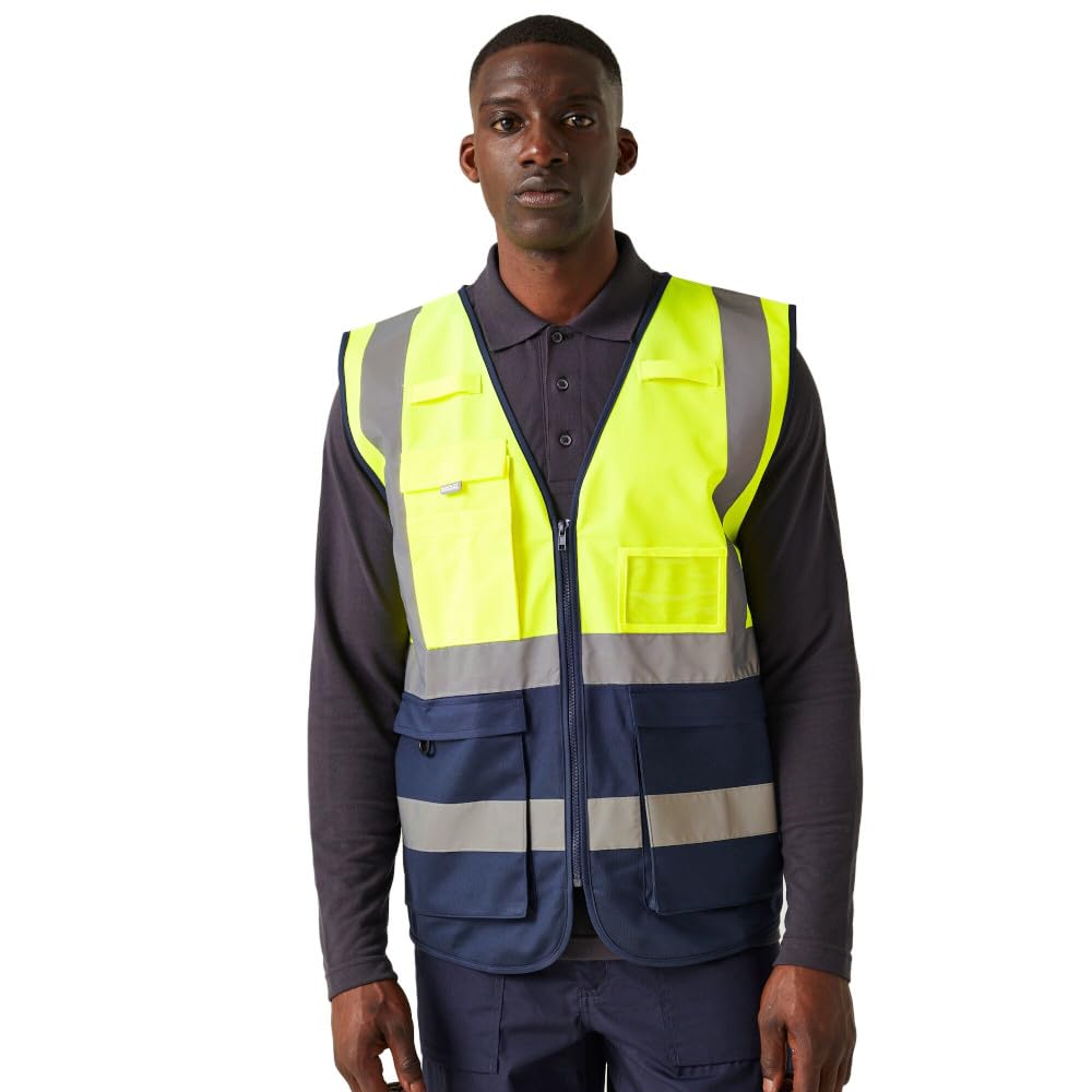 Regatta Professional Mens Hi-Vis Vest (XXL) (Yellow/Navy)