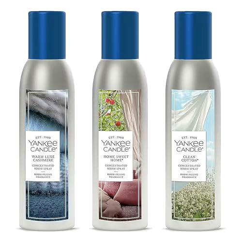 Yankee Candle Concentrated Room Spray Air Freshener Instant Home Fragrance Odor Eliminating Spray Clean Cotton Home Sweet Home Warm Luxe Cashmere (Warm Cuddles Variety Pack)