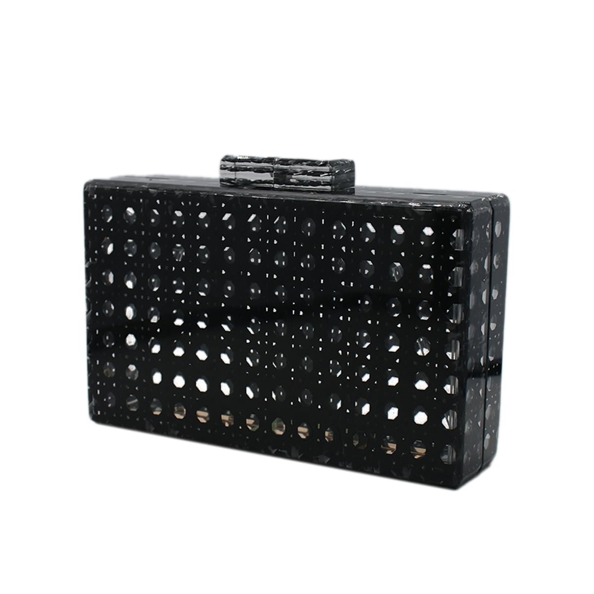 RomanticDesign Women Acrylic Handbag Rattan Woven Pattern Square Box Crossbody Handbag Shoulder Bag Chain Purse