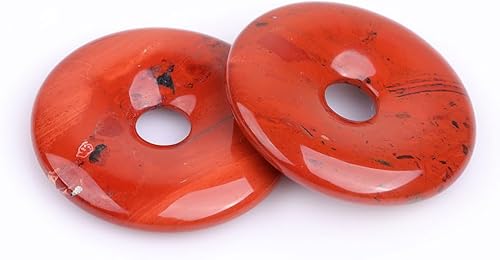 Miniatura 3 de JOE FOREMAN Anillo de piedras preciosas naturales de jaspe rojo de 1.575 pulgadas (1.575 in) con forma de donas circulares para hacer joyas,, Piedra