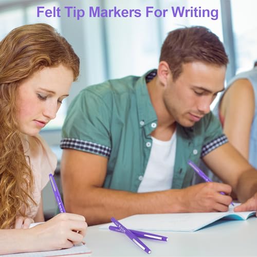 Image of Fuyoooo 36 Pcs Purple Felt Tip Pens Bulk, Quick Dry, 0.7 mm Medium Point