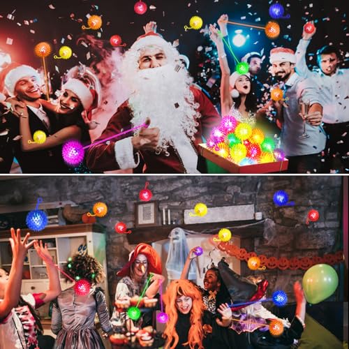 Image of SHQDD 200PCS Light Up Ball, Bouncy Balls for Kids, 6 Colors LED Flashing Squeaky Ball, 2.2inch Sensory Fidget Toys, Glow in The Dark Party Supplies, Neon Party Favors, for Student Gifts School Rewards