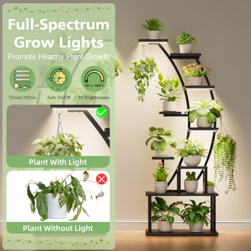 Image of 2 Pack Plant Stand Indoor with Grow Lights, 9 Tier Large Tall Plant Shelf