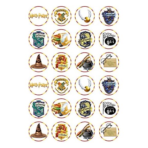 Harry Potter Cupcake Toppers x24 Edible Rice Paper Fairy Cake Decorations Cover