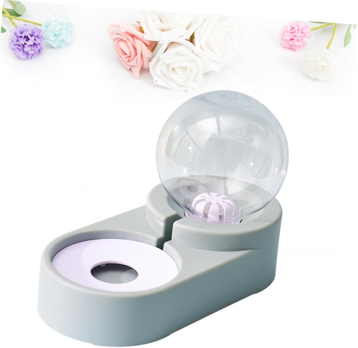 Luxshiny Creative Pet Automatic Water Feeder Double Bowl Spill Resistant Water Dispenser for Cats and Pets Home Use Blue Design