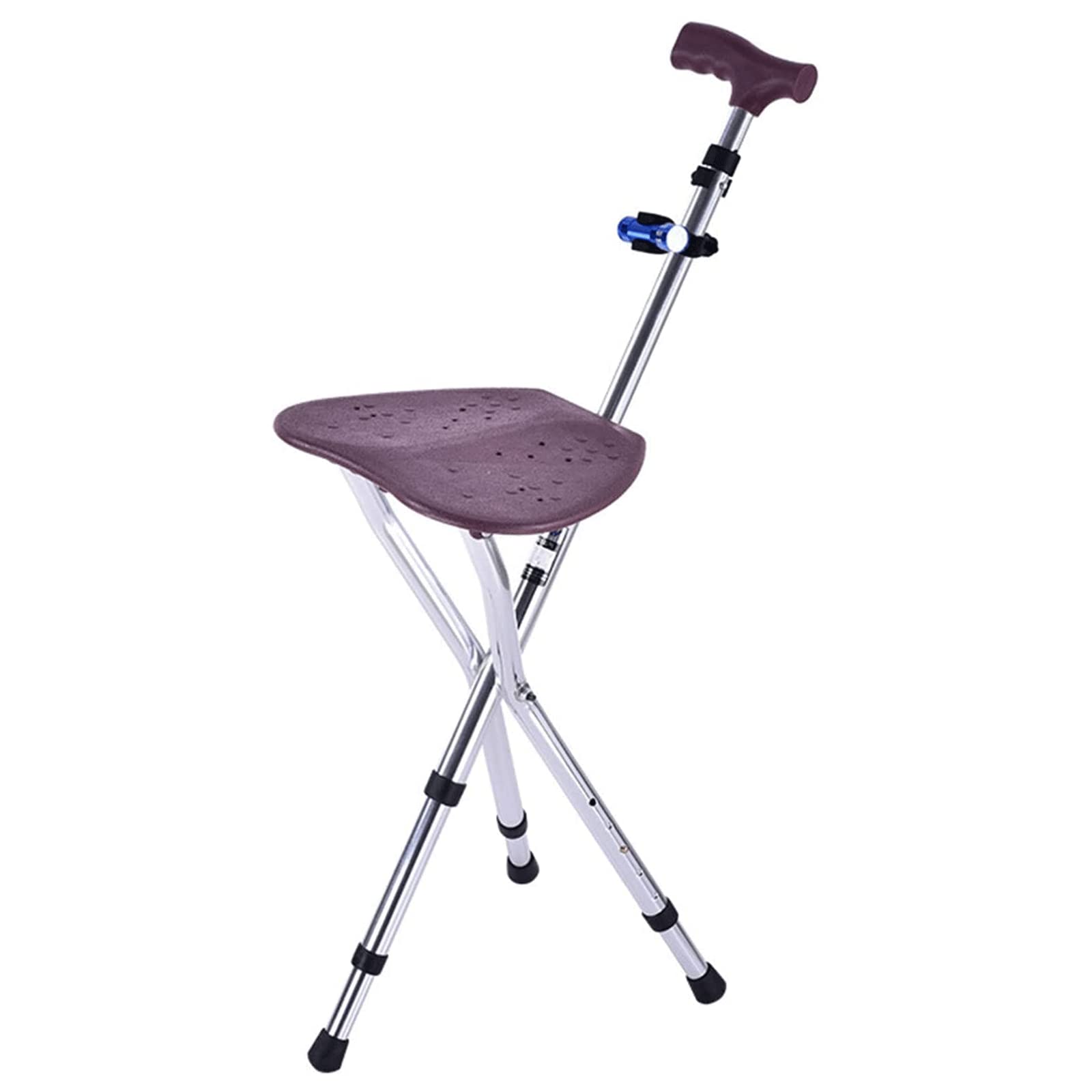 Stampelle da passeggio Sedia pieghevole per anziani Bastone da passeggio treppiede in alluminio leggero con sedile Sgabello stampella regolabile antiscivolo per adulti Uomini Donne Ausilio per la de