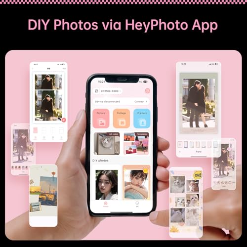 Image of HPRT CP2100 Portable Photo Printer for iPhone & Android, 2 * 3 Instant Color Mini Printer, Bluetooth 5.0, Type-C Charging, Dye-Sublimation Tech, Initial 10 Sheets Included (Light Pink)