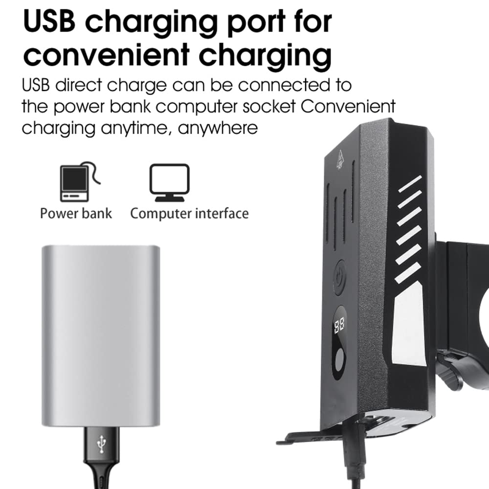 Faro Anteriore per Bicicletta a induzione, Luce Brillante per Bicicletta, Torcia Ricaricabile USB, Torcia Impermeabile per Ciclismo, Faro per Bicicletta