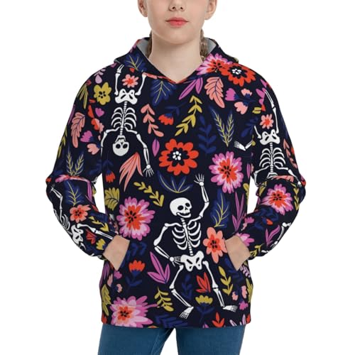 Dancing Skeletons Floral Garden Kid Hoodies Boys Sweatshirts Girls Pullover with Pocket