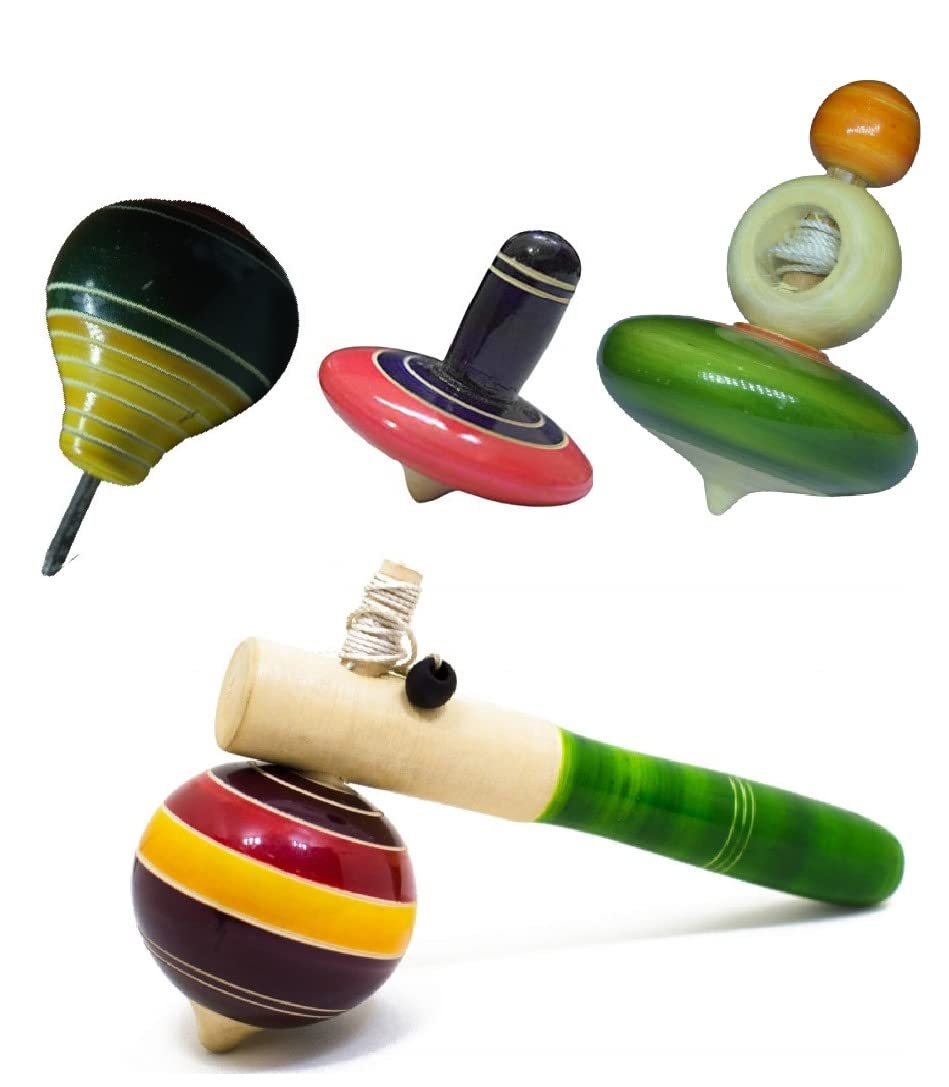 WudCraft Wooden Spinning Tops, Non Toxic Desi Lattu (Buguri), Hand Made Bundle pf 4 Nos Pack for Kids (B09NC9NVQ8) Amazon Price History, Amazon Price Tracker