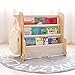 LWKBE en Bois Massif Enfants Livre étagère à roulettes, Jouets Sling Support de Rangement Organisateur Bibliothèque Porte-Présentoir avec en Toile de Coton en Tissu pour Les Enfants, décoration,Wood