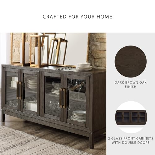 Image of Signature Design by Ashley Burkhaus 1-Piece Buffet Cabinet, Dark Brown