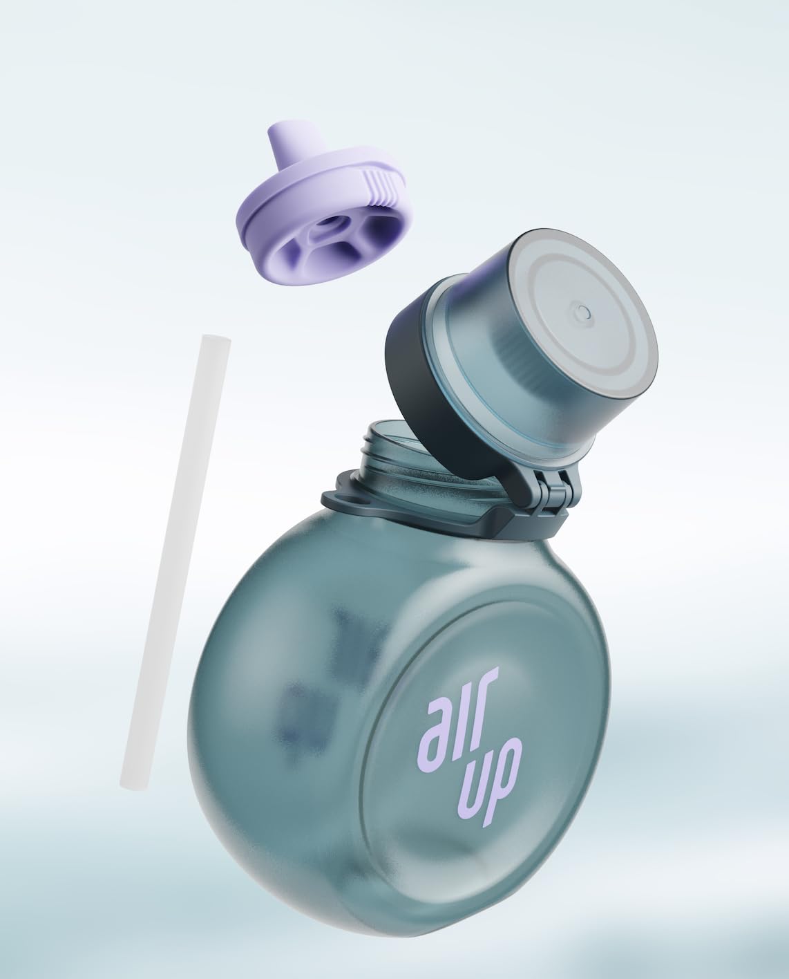 Air Up O - Butelka na Wodę 800 ml z 3 Kapsułkami - Kolor: Stormy Blue - Butelka Sportowa - Tritan - Technologia Scentaste - Bez BPA - Nadaje się do Mycia w Zmywarce
