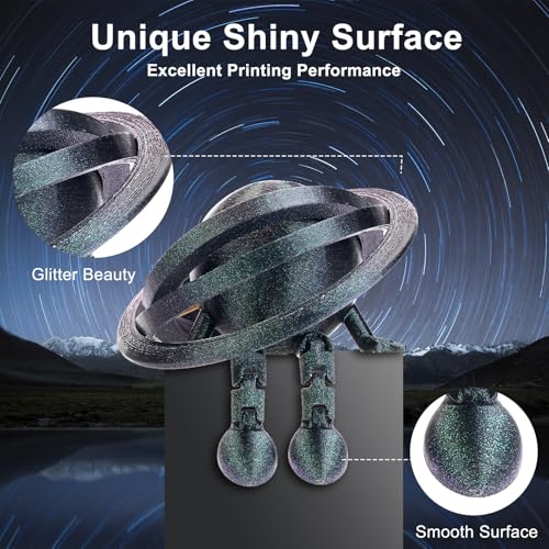 Image of ERYONE Galaxy PLA 3D Printer Filament, Sparkle Glitter PLA, 1.75mm + /-0.03mm, 1kg(2.2LBS) /Spool, Christmas Filament, Galaxy Bipolaris Nebula (Green)