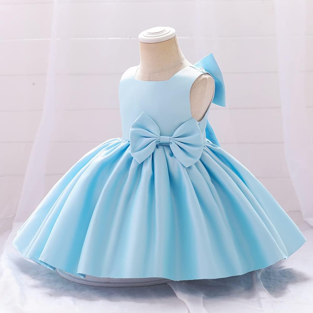 IDOPIP Flower Girl Bowknot Tutu Dress for Kids Baby Princess Wedding Bridesmaid Birthday Party Pageant Baptism Dresses 6M-10T - Image 2