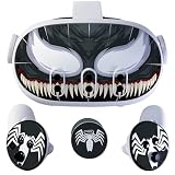 VR Headset Venomous Black Skin and Accessories Stickers Kit Compatible with Meta Quest 3 Skin Vinyl Protective Cover Decal Compatible with Oculus Quest 3