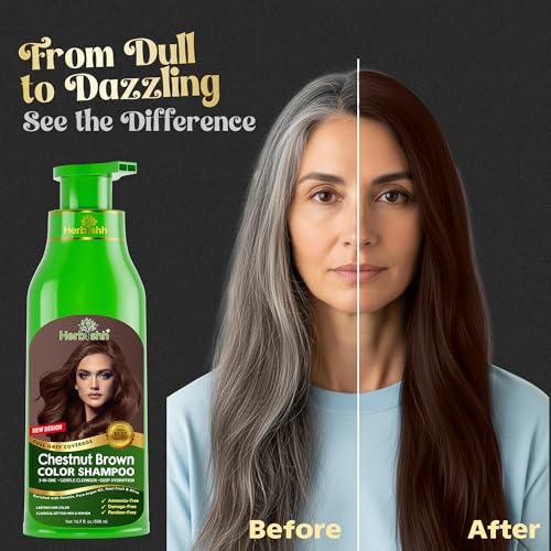 Herbishh Ultimate Shampoo Kit (3pcs Dye + 1 Argan Mask) for Smooth, Long-Lasting Grey Hair Color - Men & Women (Chestnut Brown) — view 4