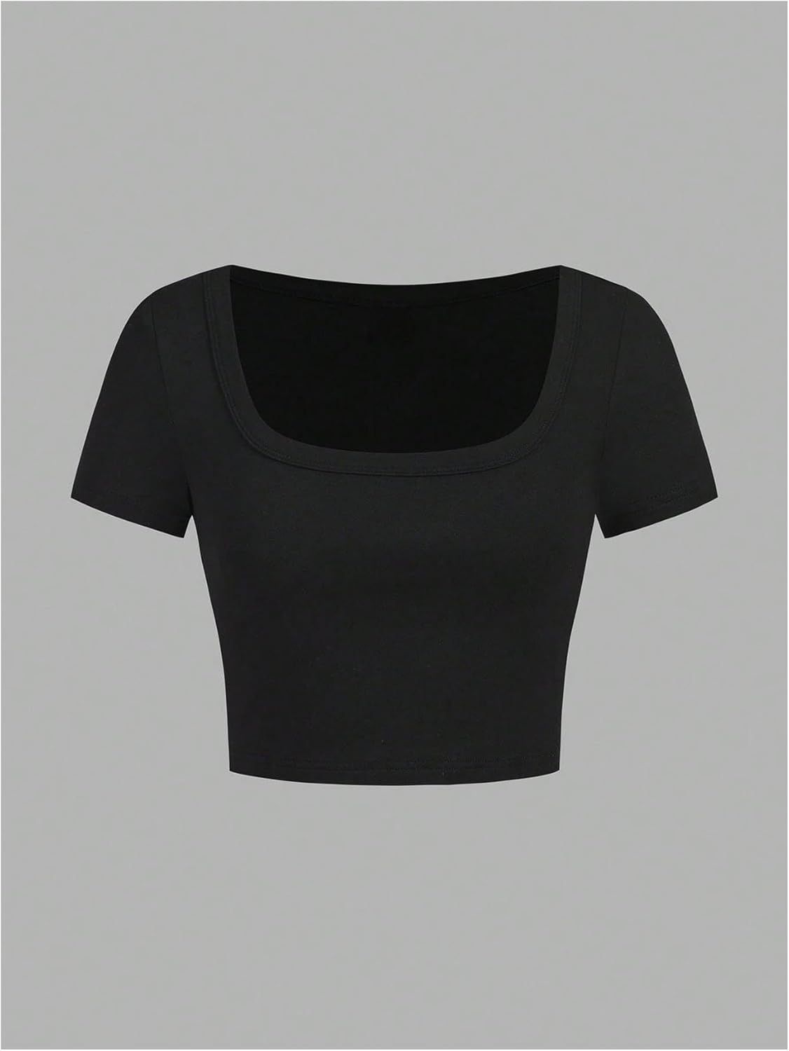 OYOANGLE Girl's 4 Pack Short Sleeve T Shirt Square Neck Basic Fitted Crop Tee Tops - Image 4