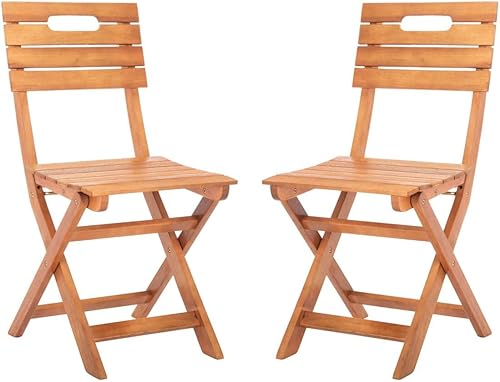 Safavieh PAT7057A-SET2 Outdoor Collection Blison - Silla de patio plegable color marrón natural (juego de 2)