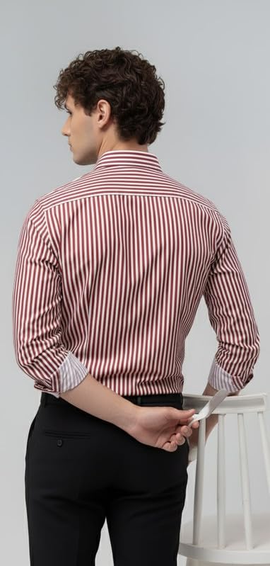 Image of U TURN Men's Casual Solid Stylish Formal Striped Shirt for Men