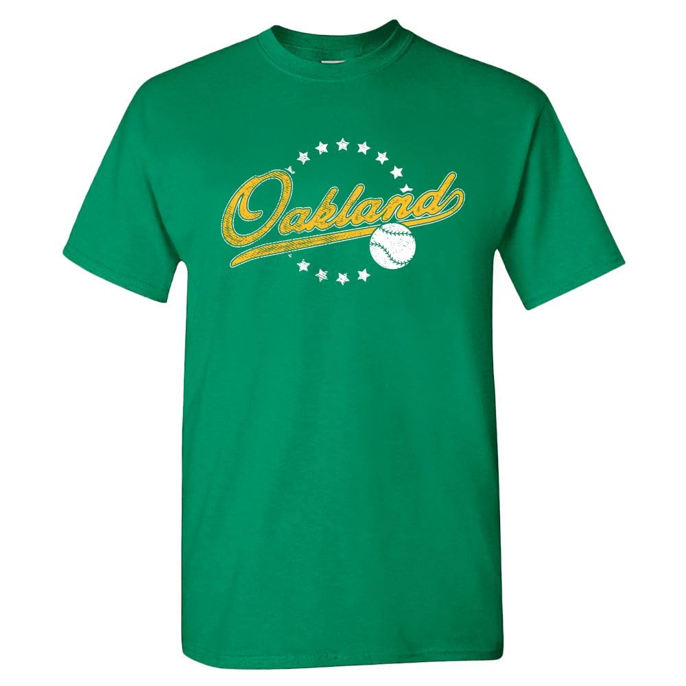 Pro Baseball Vintage Team Men's Retro Fan Apparel, Oakland - Kelly Green Shirt, 3XL
