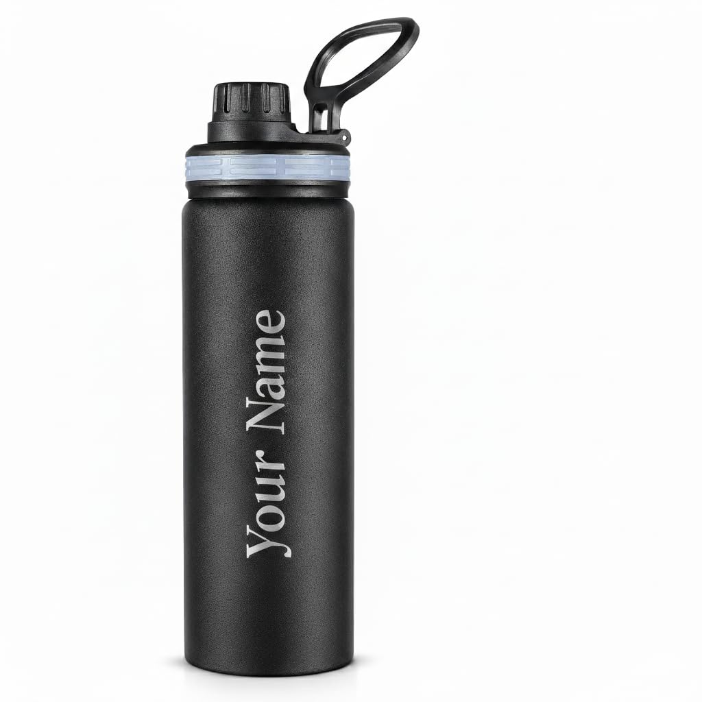 Go24 pexpo Stainless Steel Water Bottle Aqua Sip Knight Black 800ml