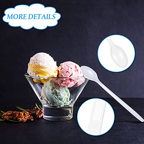 White Plastic Sundae Spoons Disposable Utensils Ice Cream Spoons Long Handle Spoon For Ice Cream, Milkshakes, Tea And Floats, Stirring Cocktails And Tall Iced Beverages (150 Pieces,18.4 Cm/ 7.2 Inch) #TOP2