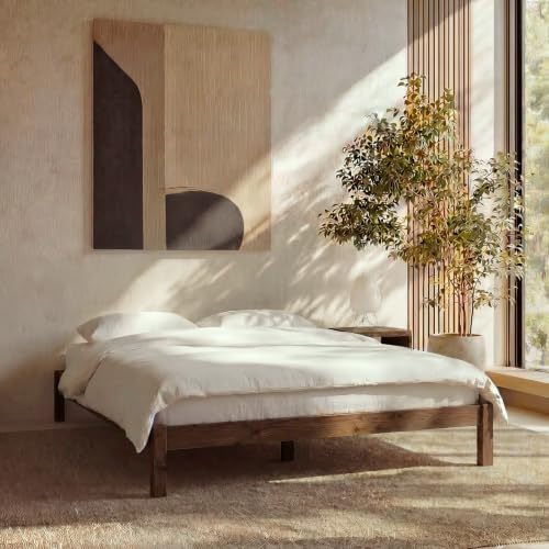 Image of LIFEMENT Full Bed Frame Classic Wood Platform, Noise Free, Under Bed Storage, No Box Spring Needed, Easy Assembly, Espresso