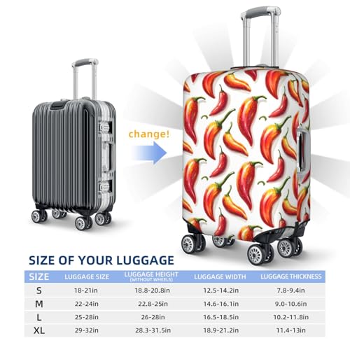 Luggage Cover Protector - Red Chili Pepper Print Fit 18-21 Inch Suitcase Covers for Luggage2