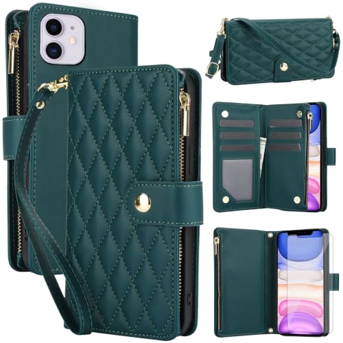 Coque iPhone 11 étui portefeuille fente cartes et protecteur écran verre trempé