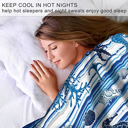 Cooling Blankets For Hot Sleepers, Night Sweats Summer Blanket Lightweight Double Sided Cool Effect, Soft Cold Blankets For Hot Sleepers Sleeping 51"X67" Absorb Heat Keep Cool(Ocean Theme) #TOP3