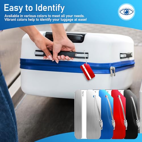 4 Pack Aluminum Luggage Tags for Suitcases with Name ID Card, Durable Luggage Name Tags Identifier, Travel Tags for Luggage Baggage - Thumbnail 6