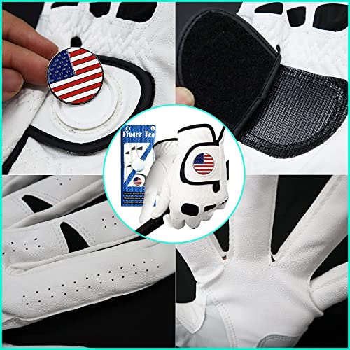 Amy Sport Golf Gloves Men Left Hand With Ball Marker 3 Pack For Right Handed Golfer Premium Leather Weathersof Grip Soft Mens Glove (3 Pack-White,Large,Worn On Left Hand (Fit Right Handed Golfer)) #TOP2