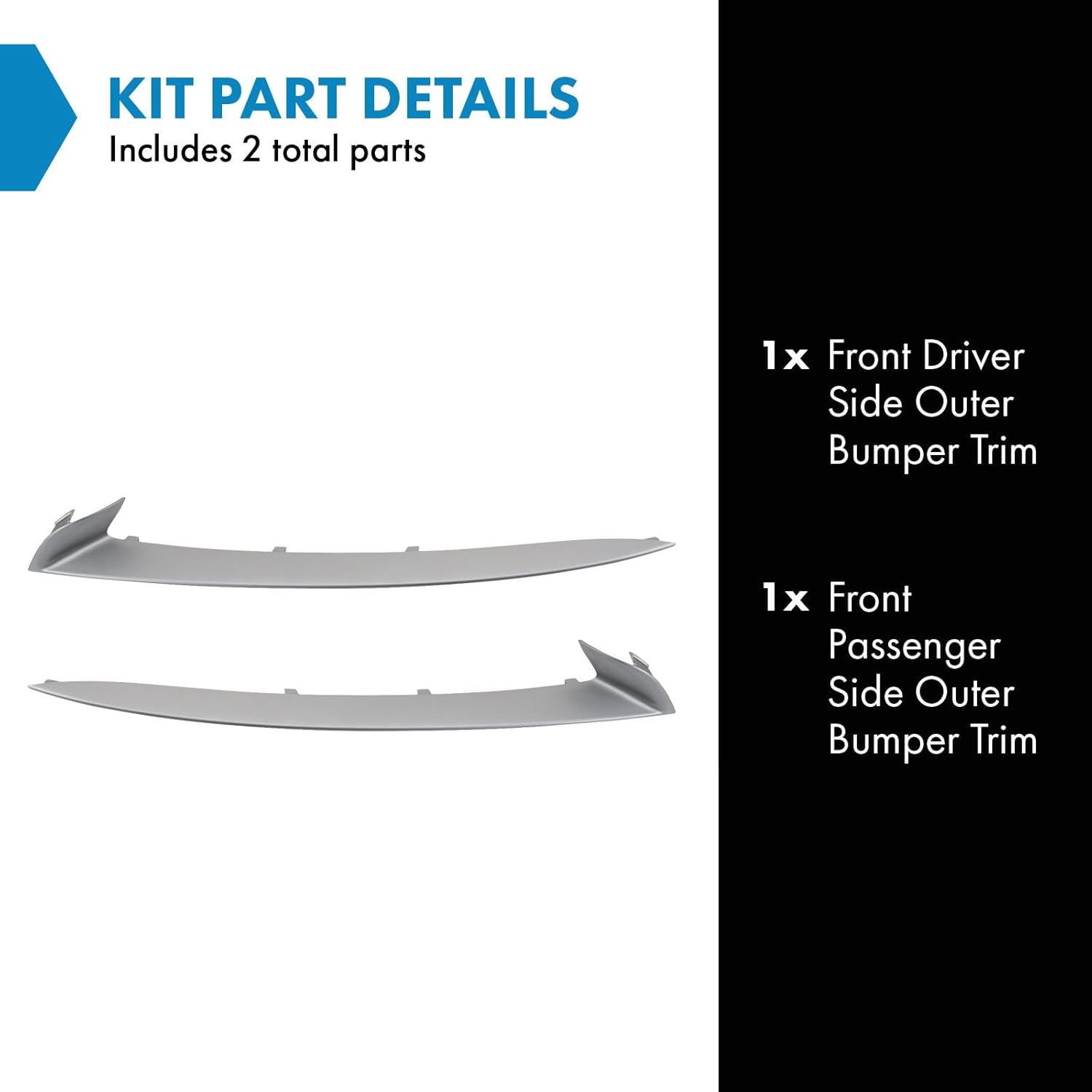 TRQ Front Bumper Trim Set Compatible with 2014-2016 BMW 528i 535d 535i 550i ActiveHybrid 5 BM1046130 BM1047130