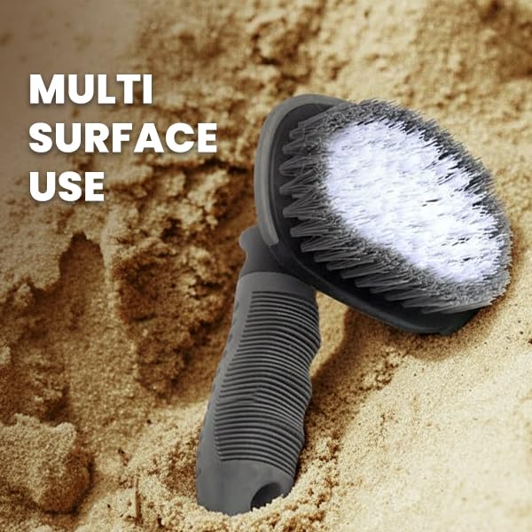 Image of MenzaPro Car Tyre Cleaning Brush with High-Density Nylon Bristles | 3D Curved Design, Anti-Slip Handle | Heavy-Duty Tyre, Wheel & Rim Cleaning Tool