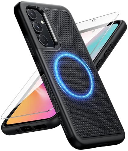 Image of FNTCASE for Galaxy A54-5G Phone Case - Samsung A54 5G Magnetic Cover [Fit for Magsafe] with Screen Protector, Anti-Slip Textured, TPU+PC Dual Layer Shockproof, Military Grade Drop Protection (Black)