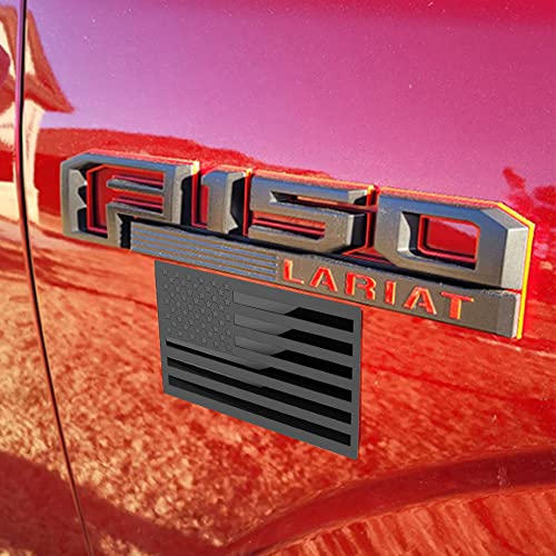 3D Metal American Flag Emblem Decal，Black American Flag Decal,For Car, Truck Or Suv,5"X3"(Matte Black ，Three Usa Regular Orientation) #TOP3