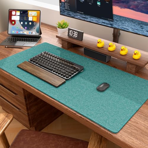 Image of Auhoahsil Felt Desk Mat, Minimalist Large Mouse Pad XXL 35.5 x 15.7 in, Desk Matt for Desktop, Keyboard, Laptop, Computer, Office, Work from Home, Gaming, Dark Green