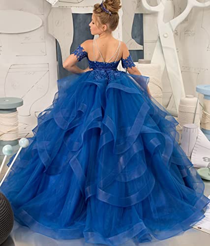 Princess Kids Pageant Dress Applique Beaded Tulle Flower Girl Dresses Wedding Party Ball Gown2