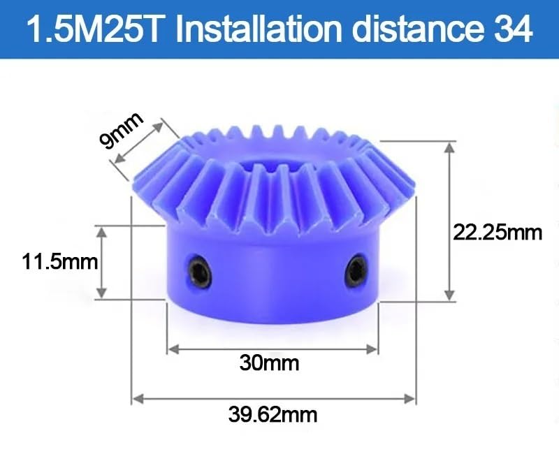 Cylindrical Drive 1pc 1M 30T Blue Nylon Bevel Gear 90 Degree Conical Bevel Gear 90 Degree Miter Gear 1:1 Transmission 12mm 14mm 15mm Keyway Hole Rack Machinery(15mm bore 5mm Keyway)