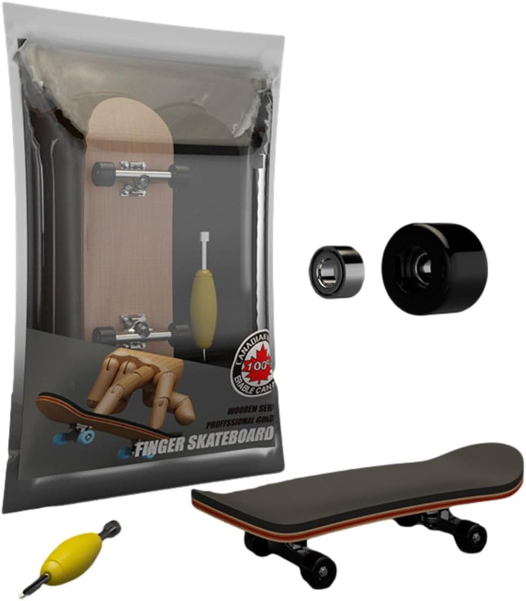 Professional Finger Skateboards, Maple Wooden Professional Fingerboard, Mini Finger Boards Skateboards Toys with Screwdriver, DIYs Combination Fingers Skate Boards, for Kids Adults (with Bearing)