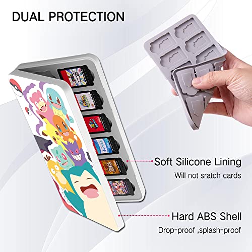 Perfectsight Cute Game Card Case For Nintendo Switch/Switch Lite/Oled, 24 Game Holder Cartridge Case For Game Cards And 24 Sd Cards, Kawaii Portable Compact Storage Box (Poke) #TOP1